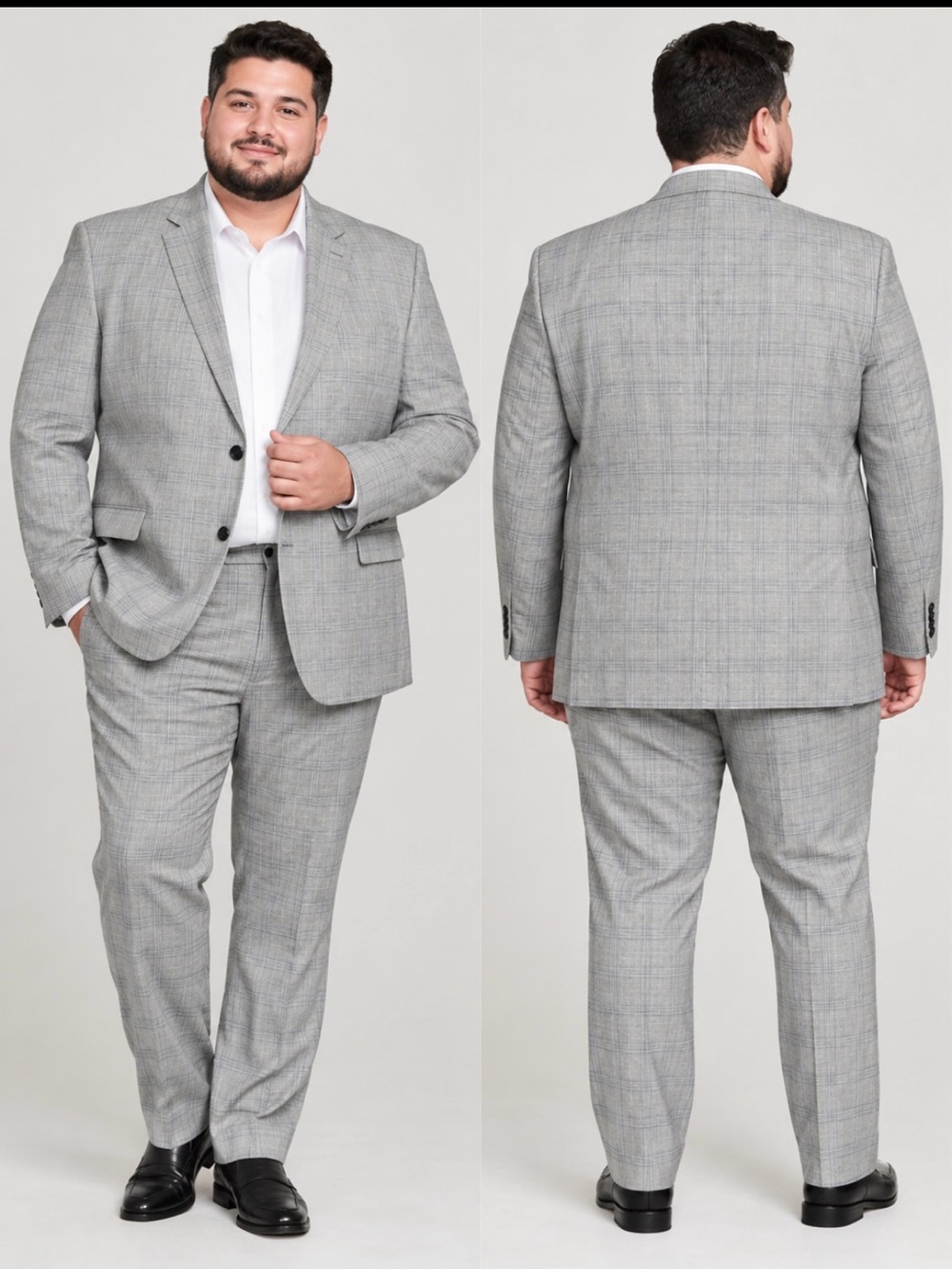 Men's Gray Glen Plaid Two-Piece Suit - Classic Tailored Fit. VERCINI.
